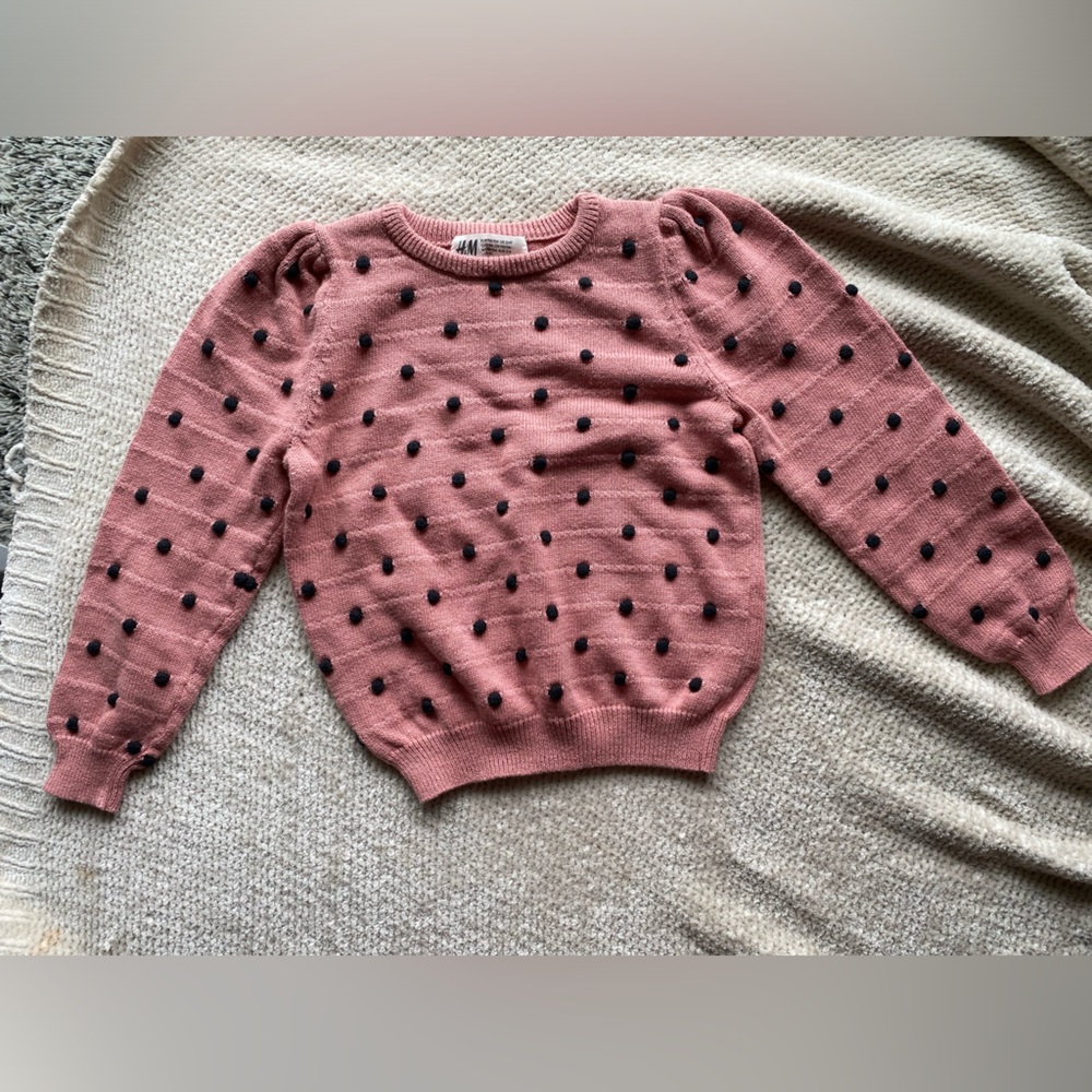 NWOT H&M toddler girl pink poke dot sweater